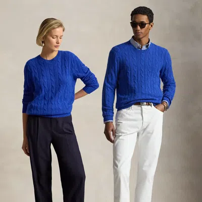 Polo Ralph Lauren The Iconic Cable-knit Cashmere Sweater In Benitoite Blue Heather
