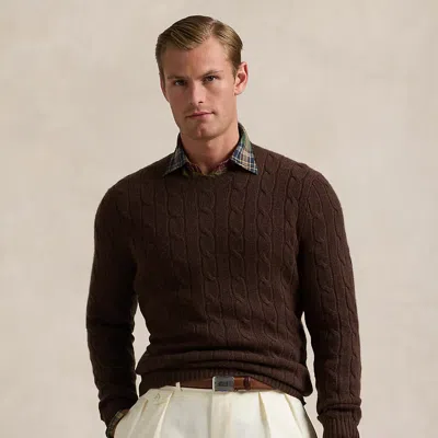 Polo Ralph Lauren The Iconic Cable-knit Cashmere Sweater In Dark Roast Melange