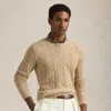 Polo Ralph Lauren The Iconic Cable-knit Cashmere Sweater In Dune Melange