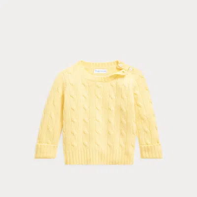 Ralph Lauren Babies'  The Iconic Cable-knit Cashmere Sweater In Yellow