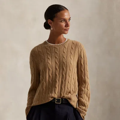 Ralph Lauren The Iconic Cable-knit Cashmere Sweater In Collection Camel Melange In Brown