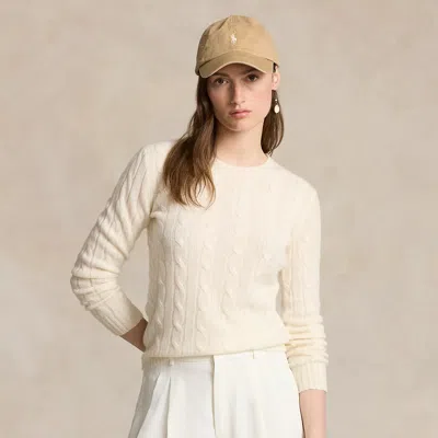 Ralph Lauren The Iconic Cable-knit Cashmere Sweater In Cream In Neutral