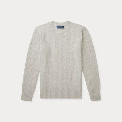 Ralph Lauren Kids' The Iconic Cable-knit Cashmere Sweater In Light Grey Heather In Gray