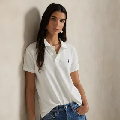 Ralph Lauren The Iconic Classic Fit Mesh Polo Shirt In White In Multi