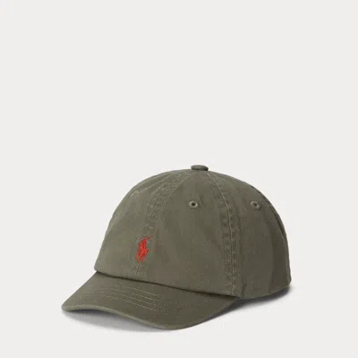 Ralph Lauren Babies' The Iconic Cotton Chino Ball Cap In Cruise Olive In Green