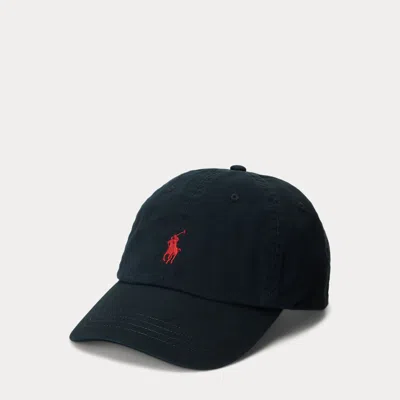 Polo Ralph Lauren The Iconic Cotton Chino Ball Cap In Polo Black In Red