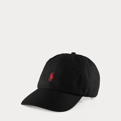 Polo Ralph Lauren The Iconic Cotton Chino Ball Cap In Polo Black/rl Red In Metallic