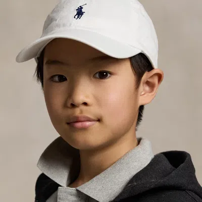 Ralph Lauren Kids' The Iconic Cotton Chino Ball Cap In White In Gray