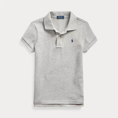 Ralph Lauren Kids' The Iconic Cotton Mesh Polo Shirt In Andover Heather In Gray