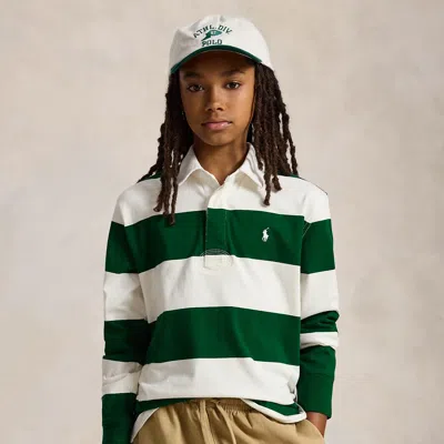 Ralph Lauren Kids' Striped Pony Rugby Shirt In White