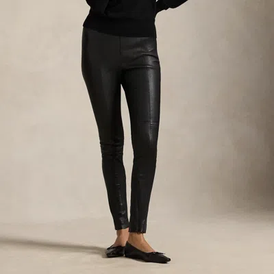 Polo Ralph Lauren The Lambskin Side-zip Pant In Polo Black In Blue