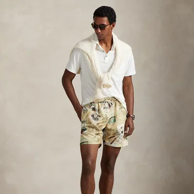Ralph Lauren The Oak Bluffs Diary-print Swim Trunk In Brown