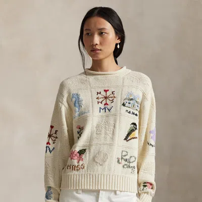 Ralph Lauren The Oak Bluffs Sampler Rollneck Sweater In Animal Print