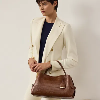 Ralph Lauren The Ralph Alligator Shoulder Bag In Brown
