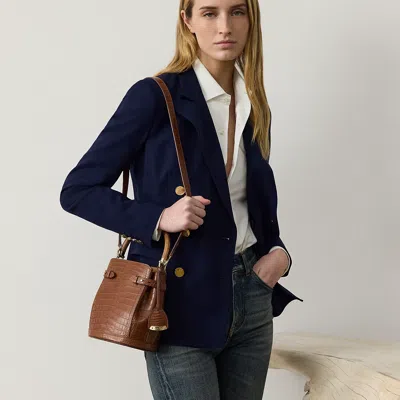Ralph Lauren The Ralph Alligator Small Bucket Bag In Brown