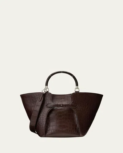 Ralph Lauren The Ralph Alligator Tote Bag In Brown