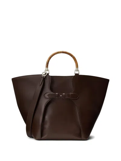 Ralph Lauren The Ralph Burl Wood-handle Tote Bag In Brown