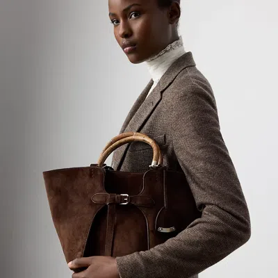 Ralph Lauren The Ralph Calf-suede Tote In Brown