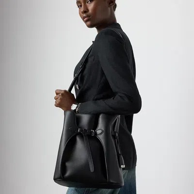 Ralph Lauren The Ralph Calfskin Bucket Bag In Black