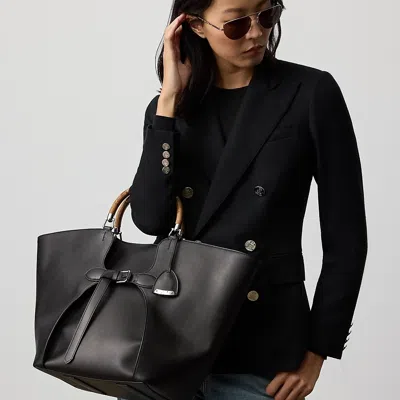 Ralph Lauren The Ralph Calfskin Large Tote In Black