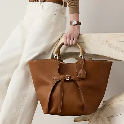 Ralph Lauren The Ralph Calfskin Large Tote In Rl Gold