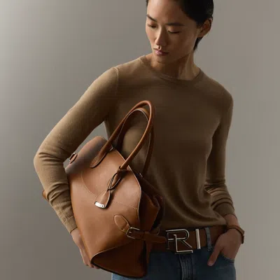 Ralph Lauren The Ralph Calfskin Satchel In Rl Gold