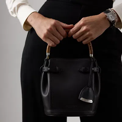 Ralph Lauren The Ralph Calfskin Small Bucket Bag In Black