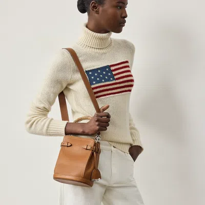 Ralph Lauren The Ralph Calfskin Small Bucket Bag In Rl Gold In Brown
