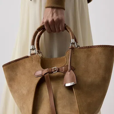 Ralph Lauren The Ralph Calfskin-trim Calf-suede Tote