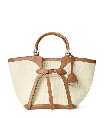Ralph Lauren The Ralph Calfskin-trim Woven Tote Bag In White