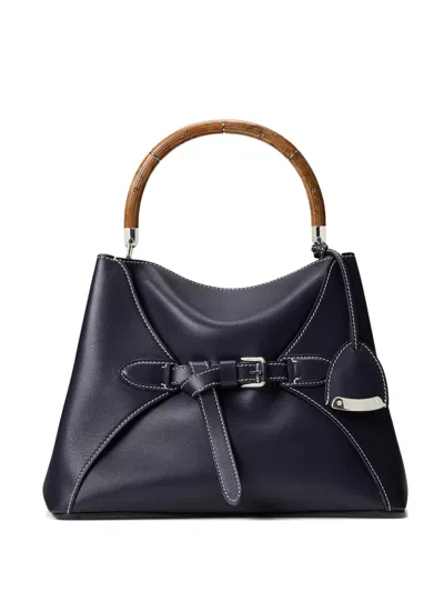 Ralph Lauren The Ralph Wood-handle Leather Tote Bag In Black