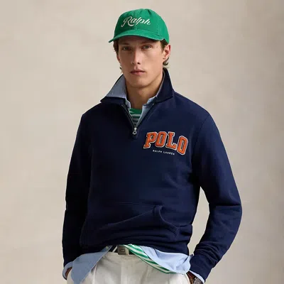 Polo Ralph Lauren The Rl Fleece Logo Collared Sweatshirt In Cruise Navy