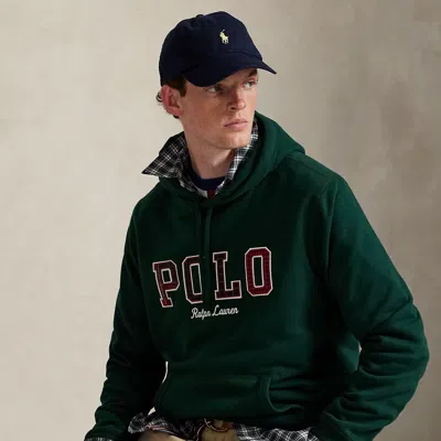 Ralph Lauren The Rl Fleece Plaid-logo Hoodie In Green
