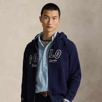 Ralph Lauren The Rl Fleece Western-logo Hoodie In Blue