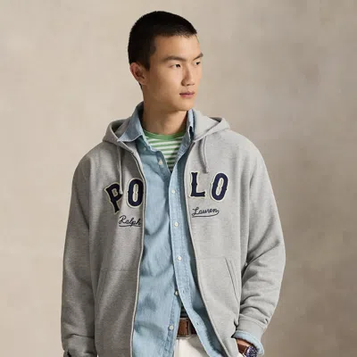 Ralph Lauren The Rl Fleece Western-logo Hoodie In Gray