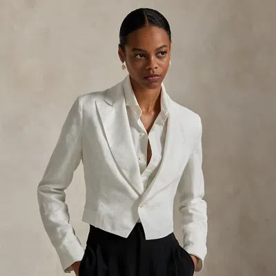 Ralph Lauren The Spelman College Cropped Linen Blazer In Purple