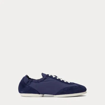 Polo Ralph Lauren The Suede Pony Ballerina Sneaker In Newport Navy In Blue