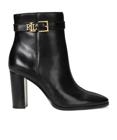Polo Ralph Lauren Thick Heeled Short Boots In Black