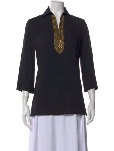 Pre-owned Ralph Lauren Three-quarter Sleeve Tunic In Black