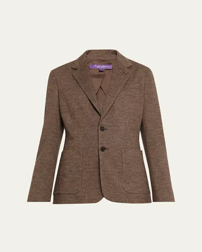 Ralph Lauren Tickweave Jersey Single-breasted Jacket In Brown