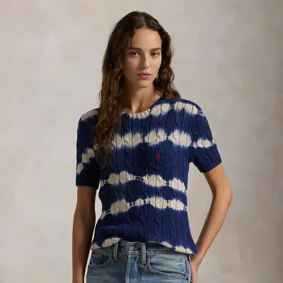 Polo Ralph Lauren Tie-dye Cable Cotton Sweater In Indigo Tie Dye