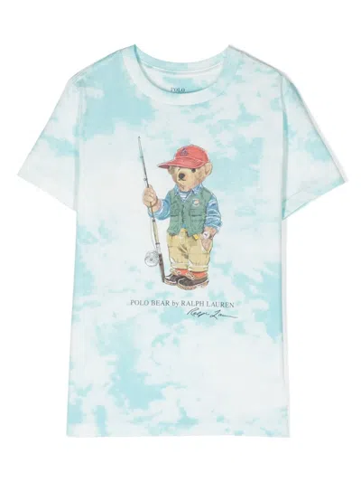 Polo Ralph Lauren Kids' Tie-dye Graphic Logo Print T-shirt In Blau