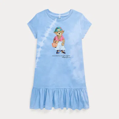 Ralph Lauren Kids' Tie-dye Polo Bear Cotton Tee Dress In Blue