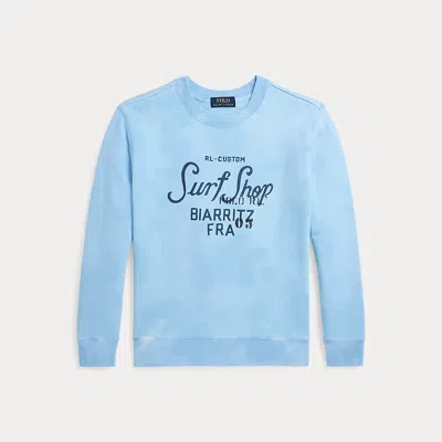 Ralph Lauren Kids' Tie-dye-print Fleece Graphic Sweatshirt In Blue