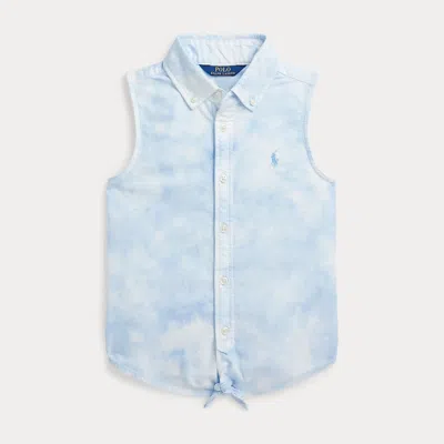 Ralph Lauren Kids' Tie-dye-print Knot Cotton Boxy Shirt In Blue