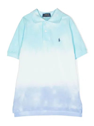 Polo Ralph Lauren Kids' Tie-dye Cotton Polo Shirt In Blue