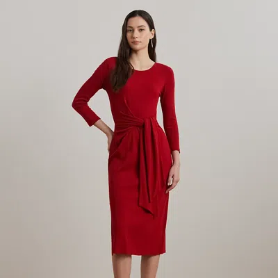 Ralph Lauren Tie-front Cotton-blend Crewneck Dress