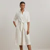 Ralph Lauren Petite 100% Linen Fit & Flare Shirtdress In White