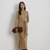 Ralph Lauren Tie-front Turtleneck Dress In Brown