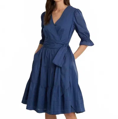 Ralph Lauren Tie Front Voile Surplice Dress In Blue